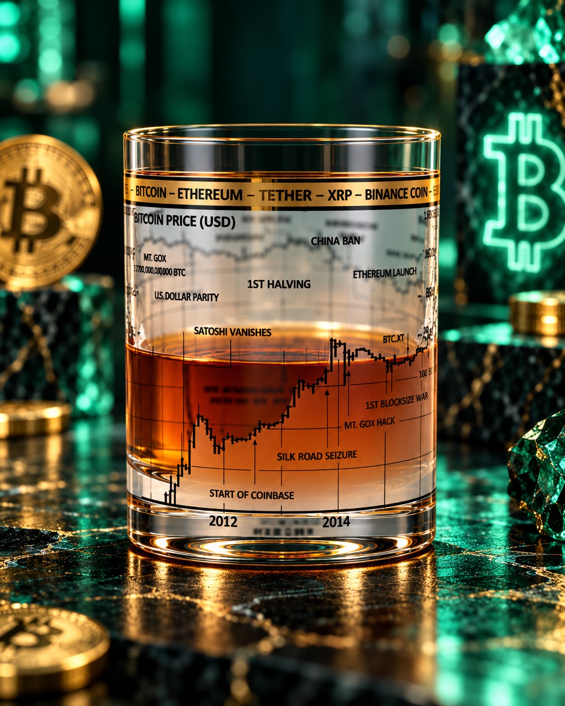 Bitcoin Price Whiskey Glasses - Set of 4