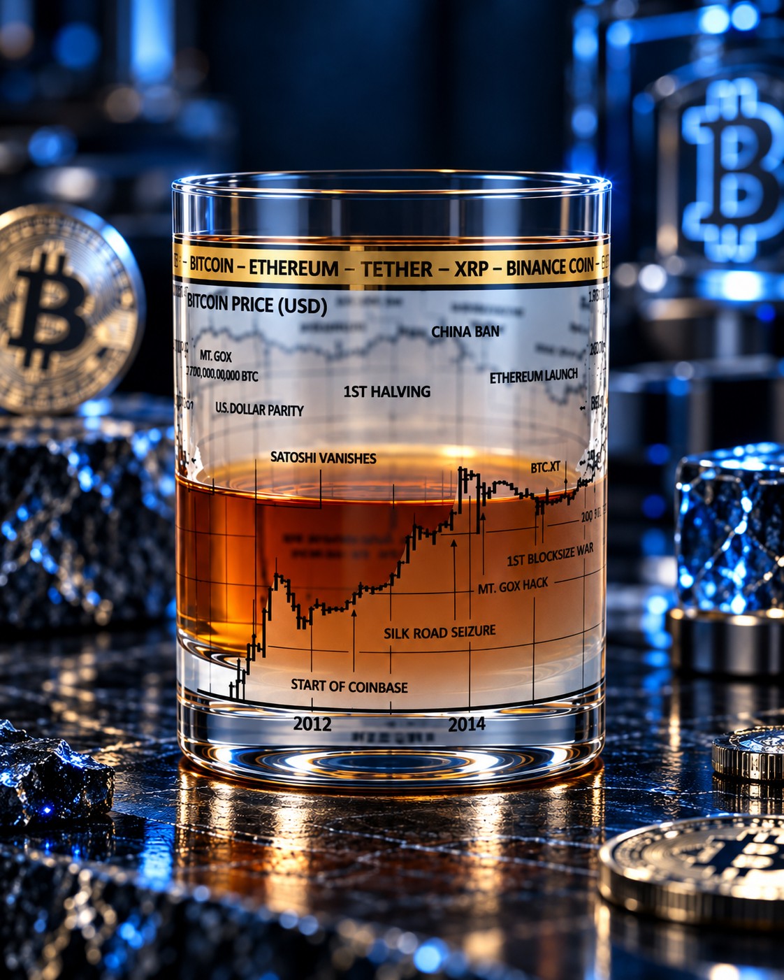 Bitcoin Price Whiskey Glasses - Set of 4