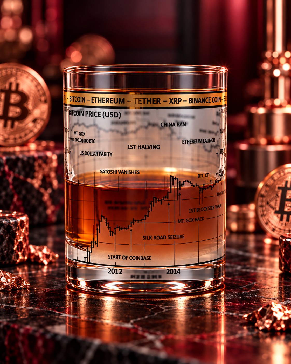 Bitcoin Price Whiskey Glasses - Set of 4