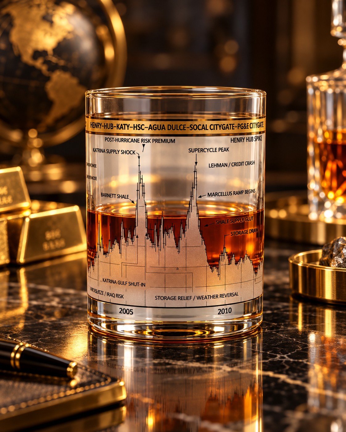 Natural Gas Price Whiskey Glasses - Set of 4