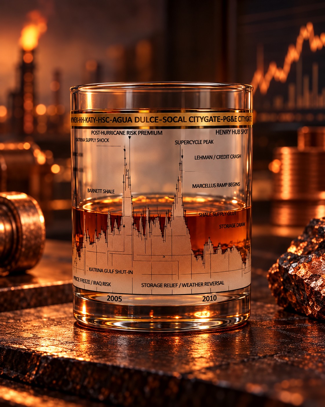 Natural Gas Price Whiskey Glasses - Set of 4